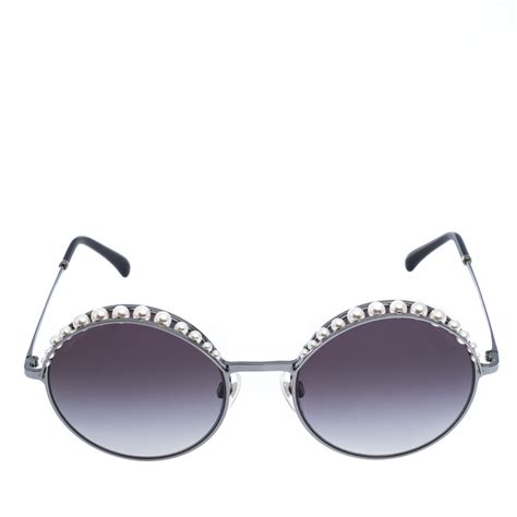 chanel sunglasses pearl round|Chanel sunglasses with clear sides.